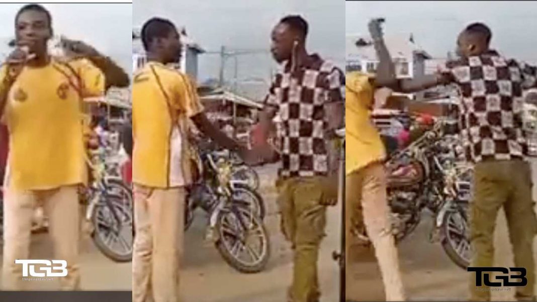 Street preacher being assaulted by another man