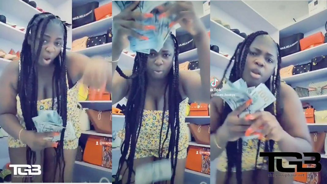 Tracey Boakye shows off dollar bills