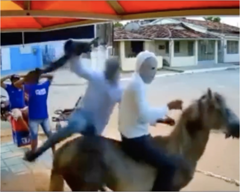 Armed Robbers going for robbery on a donkey