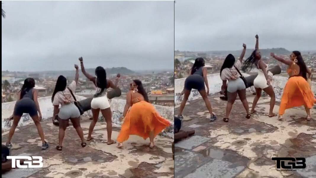 American ladies twerk as the visit Cape Coast Castle